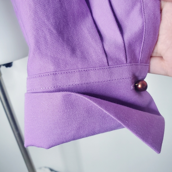 VINCE. | Purple Tie Back Long Sleeve Collared Shirt - Picture 7 of 12